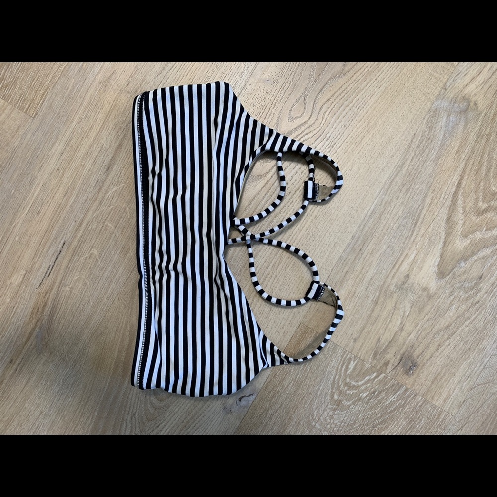 Lululemon black and white stripe sports bra